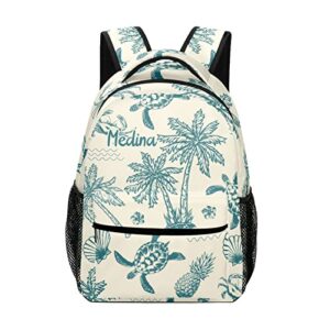 eiis vintage tropical exotic palm trees pineapples turtles personalized school backpack for teen kid-boy /girl primary daypack travel bookbag, one size (p22889)