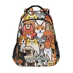 alaza cute doodle dog cat backpacks for girls boys kids school book bags 3rd 4th 5th grade laptop casual daypack travel shoulder bag with chest strap