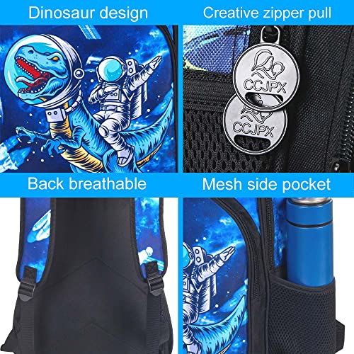 KLFVB 3PCS Dinosaur Backpack for Boys, 16" Kids Bookbag and Lunch Box, Preschool Backpacks for Elementary Students