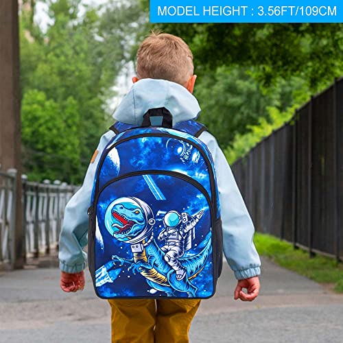 KLFVB 3PCS Dinosaur Backpack for Boys, 16" Kids Bookbag and Lunch Box, Preschool Backpacks for Elementary Students