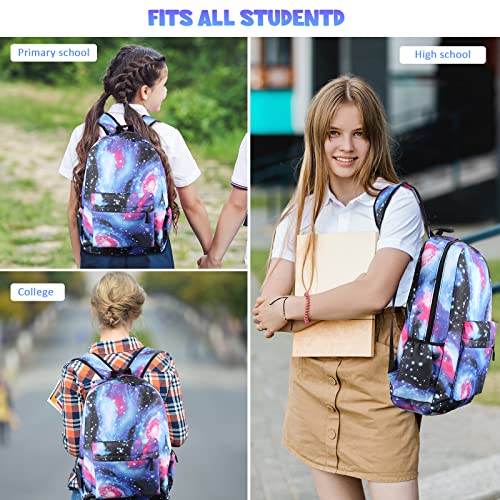 SAMIT Anime Luminous Backpack with USB Charging Port & Anti Theft Lock &Pencil Case Daypack Laptop Backpack (Blue_White)