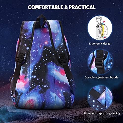 SAMIT Anime Luminous Backpack with USB Charging Port & Anti Theft Lock &Pencil Case Daypack Laptop Backpack (Blue_White)