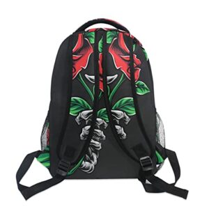 Glaphy Skull Rose Flower Backpack School Backpacks Lightweight Travel Laptop Bookbags Daypack for Men Women Kids