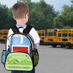 Clear Mini Backpacks Green Dinosaur Pattern Stripe Transparent Backpack Heavy Duty PVC See Through Bookbags Casual Daypack with Reinforced Straps for Work, School, Security, Travel, Beach¡­