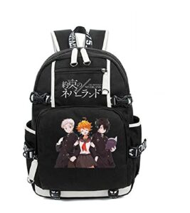 isaikoy anime the promised neverland backpack bookbag laptop bag shoulder bag daypack school bag 12