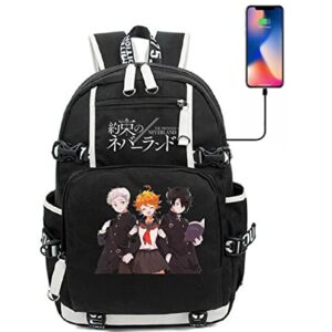 ISaikoy Anime The Promised Neverland Backpack Bookbag Laptop Bag Shoulder Bag Daypack School Bag 12