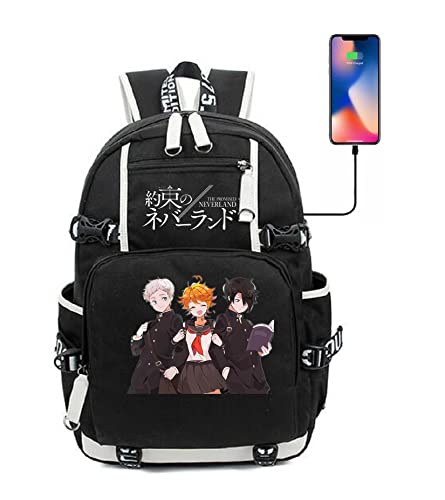 ISaikoy Anime The Promised Neverland Backpack Bookbag Laptop Bag Shoulder Bag Daypack School Bag 12