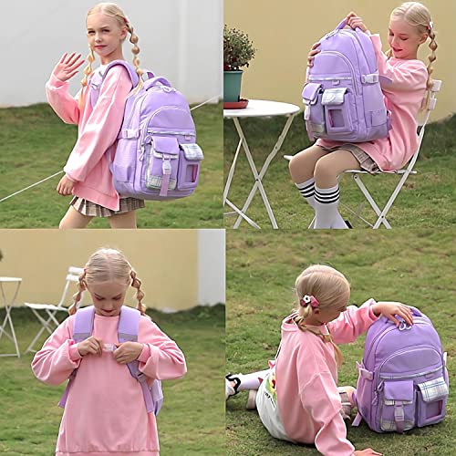 Vimivon Backpack for Girls Kids Elementary School Bag Checkered Water Resistant Teen Girl Travel Daypack Teen Girls Backpack