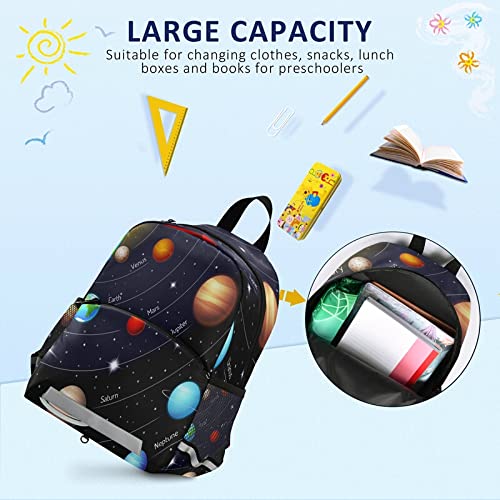 FFYHO Kid's Toddler Backpack Solar System Planets Schoolbag Safety Leash for Boys Girls,Outer Space Kindergarten Children Bag Preschool Nursery Travel Bag Chest Clip Reflective Stripe