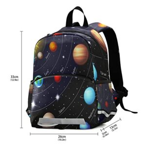 FFYHO Kid's Toddler Backpack Solar System Planets Schoolbag Safety Leash for Boys Girls,Outer Space Kindergarten Children Bag Preschool Nursery Travel Bag Chest Clip Reflective Stripe