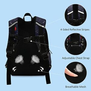 FFYHO Kid's Toddler Backpack Solar System Planets Schoolbag Safety Leash for Boys Girls,Outer Space Kindergarten Children Bag Preschool Nursery Travel Bag Chest Clip Reflective Stripe