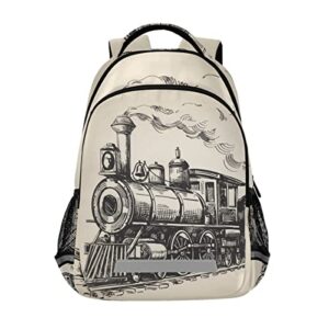 glaphy vintage steam train backpack school laptop backpacks travel book bags daypack for kids men women