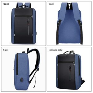 ZGWJ Laptop Backpack with USB Charging Port for Men & Women Fits 15.6 Inch Notebook. Lightweight Water Resistant Clean Design, Sleek for Travel and Daily Business Use Blue