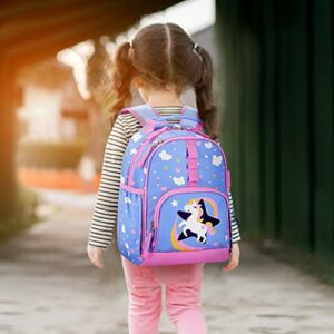 Choco Mocha Toddler Backpack for Girls 12 inch Unicorn Backpack for Toddler Girls Backpack Small Kids Backpack with Chest Strap Little Girls Daycare Backpack for 1 2 3 Year Old Bookbag age 1-3 Blue