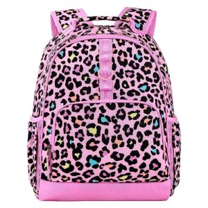 choco mocha cheetah backpack for girls pre-k backpack for girls preschool backpack for kids backpacks for girls 15 inch backpack girls leopard bookbag school bag 3-5 4-6 with chest strap pink