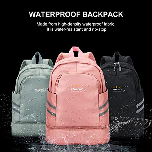 Gym Backpack for Women with Shoes Compartment & Wet Pocket,Large Travel Backpack Waterproof, Black Backpack