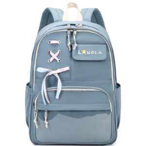 lanola teen girl school backpack casual hiking daypack bookbag elementary college travel backpack with cute ribbon for girls