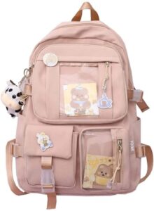 shidai kawaii girl backpack cute backpack cute aesthetic backpack for school (pink,one size) (drf-1287)