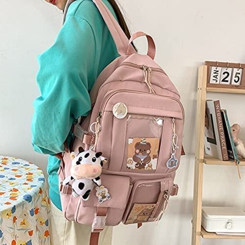 SHIDAI Kawaii Girl Backpack Cute Backpack Cute Aesthetic Backpack for School (Pink,ONE SIZE) (DRF-1287)