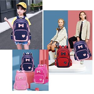 ZHANAO Backpack Bowknot for Girls Princess Style School Bag Daypack Set with Handbag