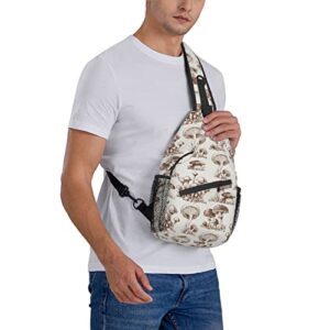 Hand Painted Mushroom Sling Bag Crossbody Backpack Casual Daypack Chest Bag Shoulder Bag For Hiking Travel Outdoor