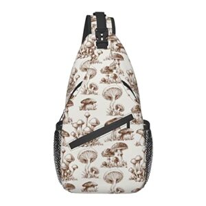 hand painted mushroom sling bag crossbody backpack casual daypack chest bag shoulder bag for hiking travel outdoor