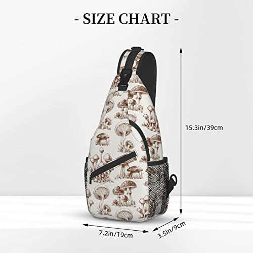 Hand Painted Mushroom Sling Bag Crossbody Backpack Casual Daypack Chest Bag Shoulder Bag For Hiking Travel Outdoor