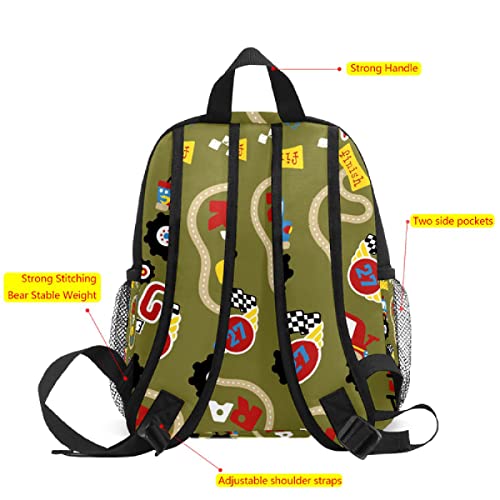 ZXIVGOQFR Schoolbag for Boys Girls Cute Kid's Toddler Backpack Vintage Cartoon Monster Trucks Pattern Children Bag