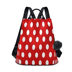 alaza red white polka dot women backpack anti theft back pack shoulder fashion bag purse