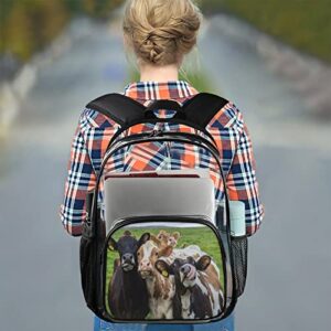 Funny Cows Clear Backpack, Cute Animal Heavy Duty Transparent Backpack Waterproof Bookbag with Adjustable Shoulder Straps for Work Travel School Stadium Security Travel