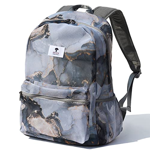 ESVAN Mesh Backpack Bag Clear Backpack Purse Travel Gym Casual Backpack