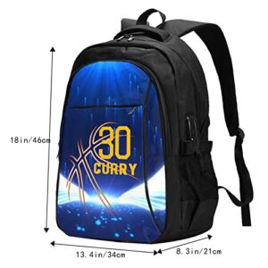 Elehuv Golden State Basketball Curry Laptop Backpack Work Travel Anti Theft Backpacks, Durable Travel Daypack With Usb Charging Port Gift For Men Women