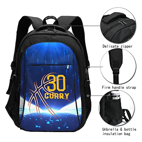 Elehuv Golden State Basketball Curry Laptop Backpack Work Travel Anti Theft Backpacks, Durable Travel Daypack With Usb Charging Port Gift For Men Women
