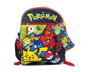 pokemon pikachu characters print 5 pc backpack bookbag set lunch box water bottle