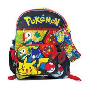 Pokemon Pikachu Characters Print 5 Pc Backpack Bookbag Set Lunch Box Water Bottle