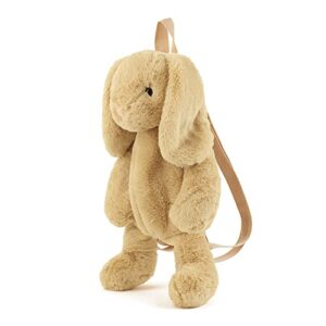 kmiunty cute plush animal,rabbit backpack with adjustable straps (khaki)
