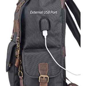 Harley-Davidson Travel Backpack, Ponderosa Ballistic & Leather USB Bag - Black