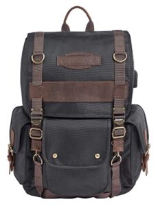 harley-davidson travel backpack, ponderosa ballistic & leather usb bag - black