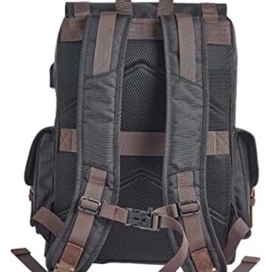 Harley-Davidson Travel Backpack, Ponderosa Ballistic & Leather USB Bag - Black