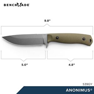 Benchmade - ANONIMUS 539GY Fixed Blade Outdoor Knife with OD Green Handle (539GY)