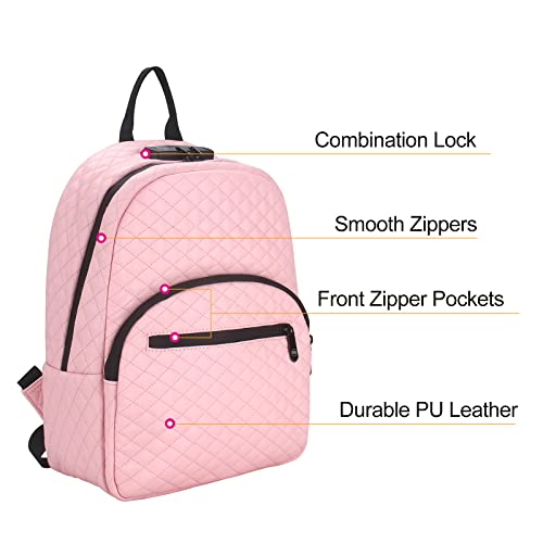 FIREDOG Smell Proof Backpack with Lock for Men Women Travel (Pink, 9.5x5x13 Inch)