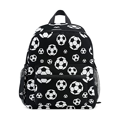 Selerdon Kid's Toddler Backpack Sport Football Black Background Schoolbag for Cute Boys Girls, Daycare School Children Kindergarten Bag Preschool Nursery Travel Purse Bag