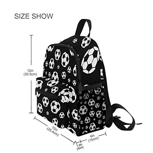 Selerdon Kid's Toddler Backpack Sport Football Black Background Schoolbag for Cute Boys Girls, Daycare School Children Kindergarten Bag Preschool Nursery Travel Purse Bag