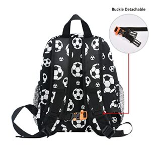 Selerdon Kid's Toddler Backpack Sport Football Black Background Schoolbag for Cute Boys Girls, Daycare School Children Kindergarten Bag Preschool Nursery Travel Purse Bag