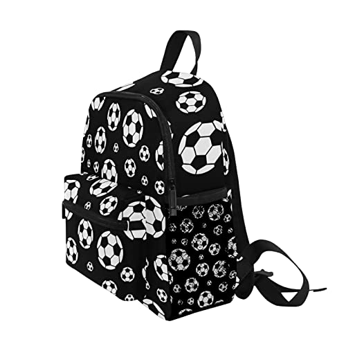 Selerdon Kid's Toddler Backpack Sport Football Black Background Schoolbag for Cute Boys Girls, Daycare School Children Kindergarten Bag Preschool Nursery Travel Purse Bag