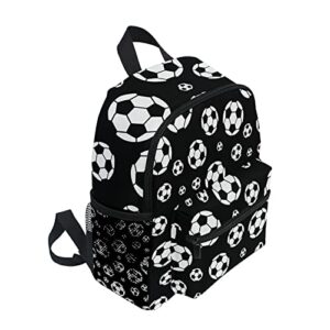 Selerdon Kid's Toddler Backpack Sport Football Black Background Schoolbag for Cute Boys Girls, Daycare School Children Kindergarten Bag Preschool Nursery Travel Purse Bag