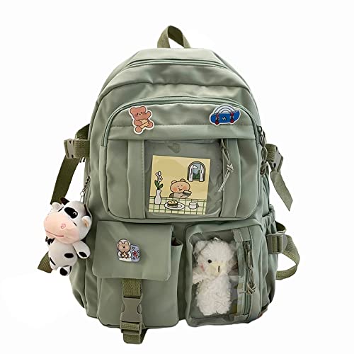 BXCNCKD kawaii backpack with pins kawaii school backpack cute backpack cute kawaii school backpack(Green)