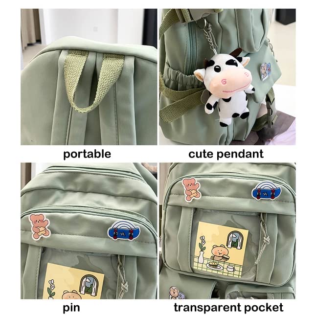 BXCNCKD kawaii backpack with pins kawaii school backpack cute backpack cute kawaii school backpack(Green)