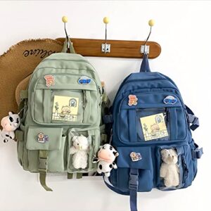 BXCNCKD kawaii backpack with pins kawaii school backpack cute backpack cute kawaii school backpack(Green)