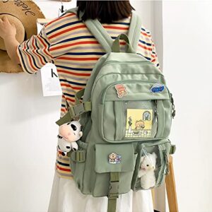 BXCNCKD kawaii backpack with pins kawaii school backpack cute backpack cute kawaii school backpack(Green)